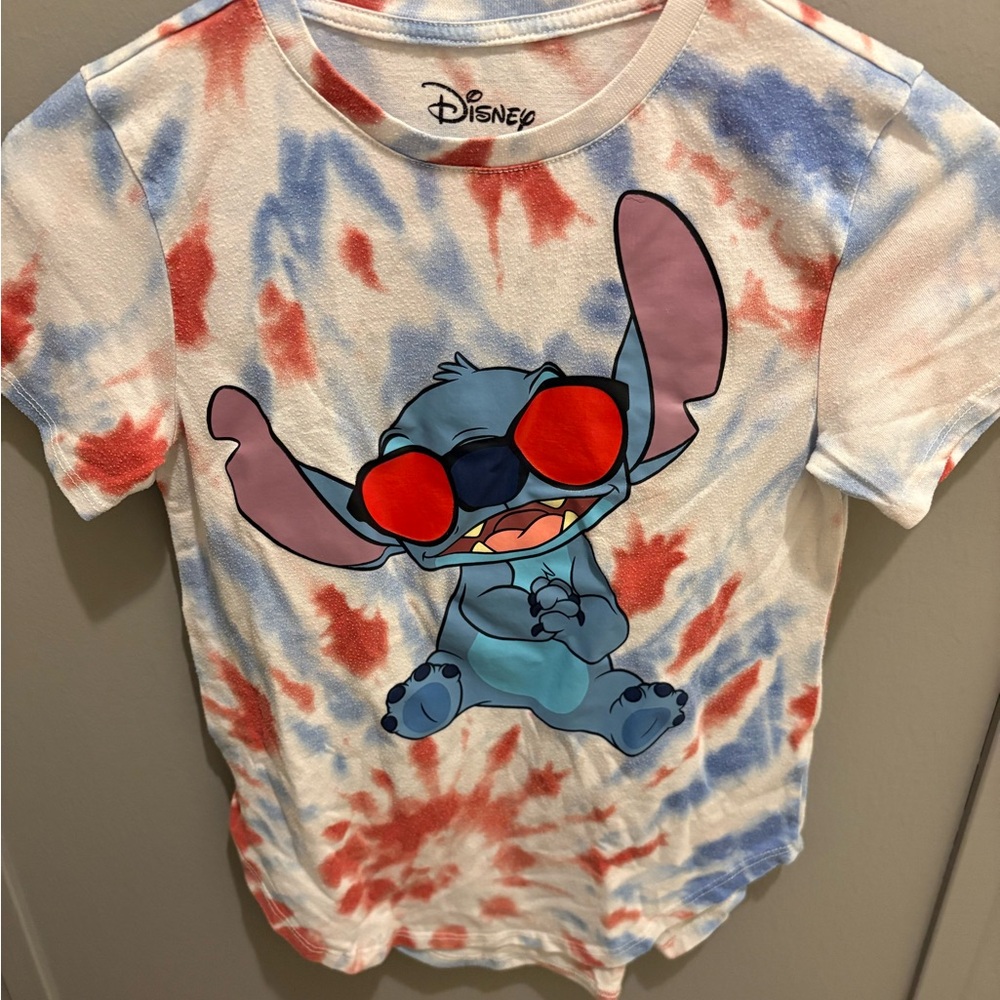Disney Kids Stitch Tie-Dye T-Shirt - Red, Blue, White